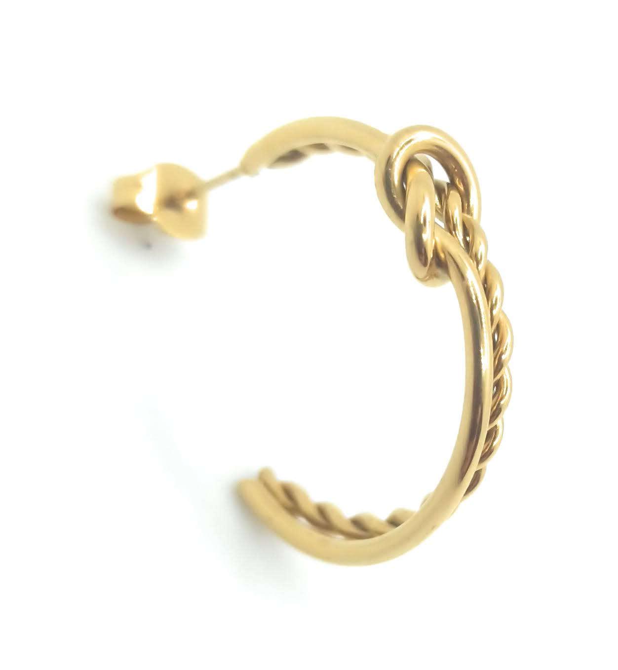 Pendientes Aro Doble Dorados con Nudo · Elegantes, ligeros y de tendencia