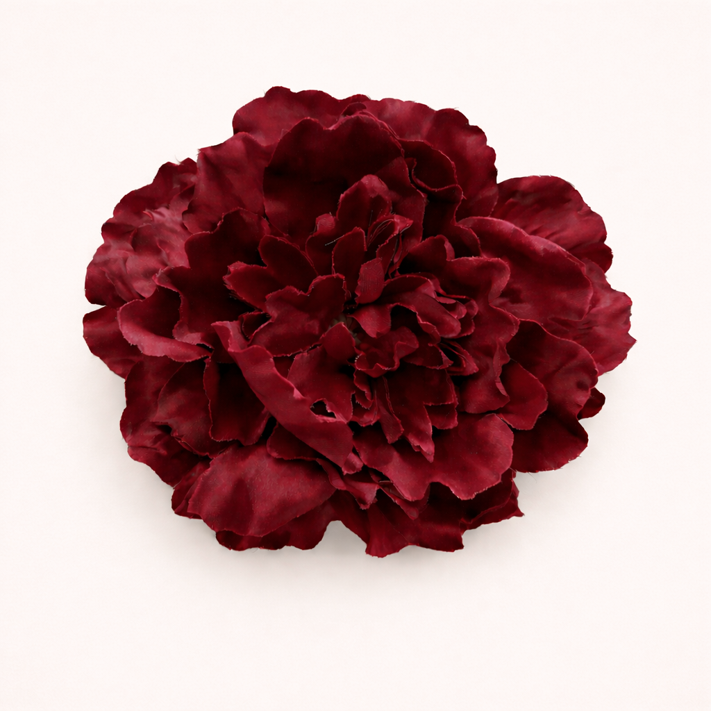 Flor Flamenca Peonía Grande para Pelo · Burdeos Ø17 cm