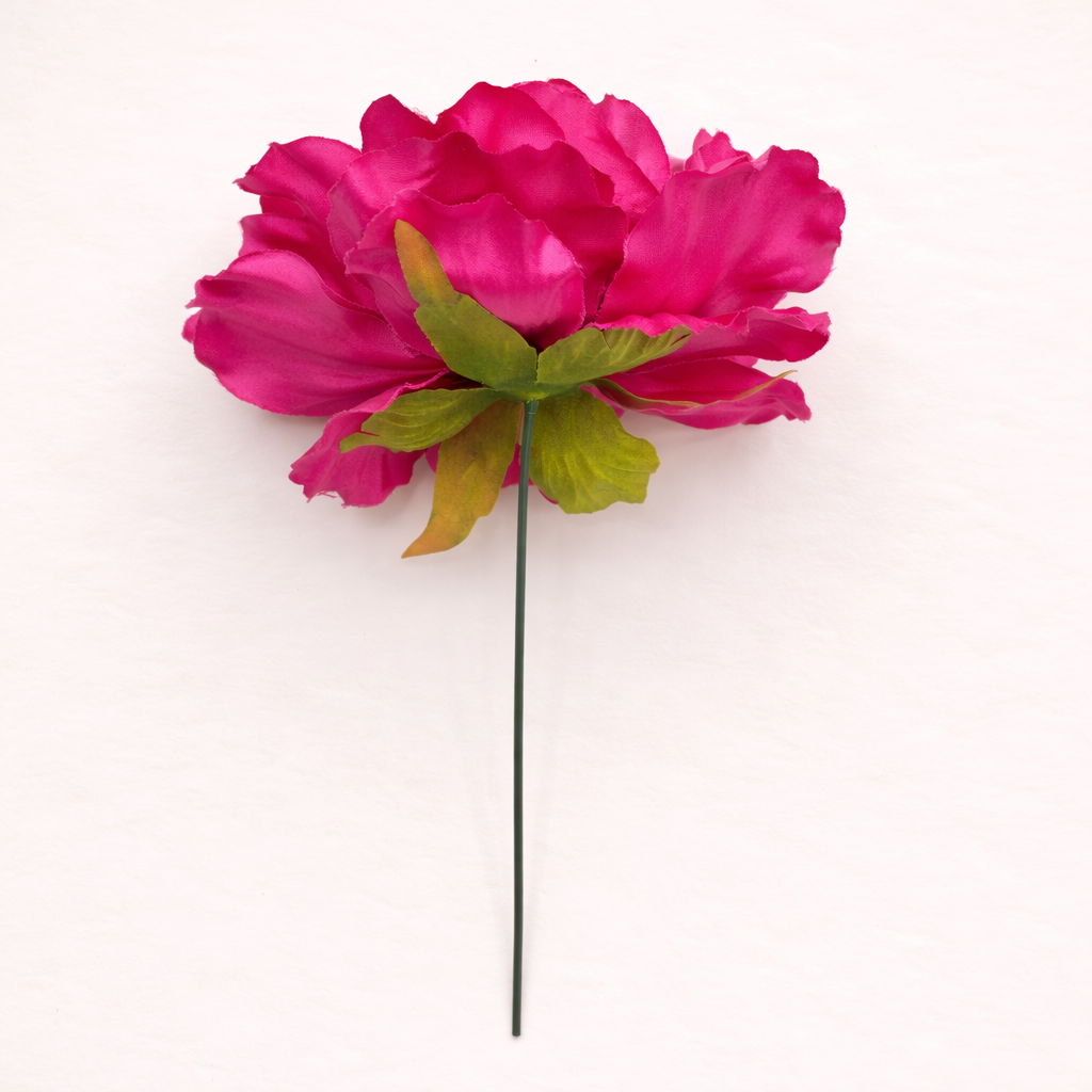 Flor Flamenca Peonía Grande para Pelo · Fucsia Ø17 cm