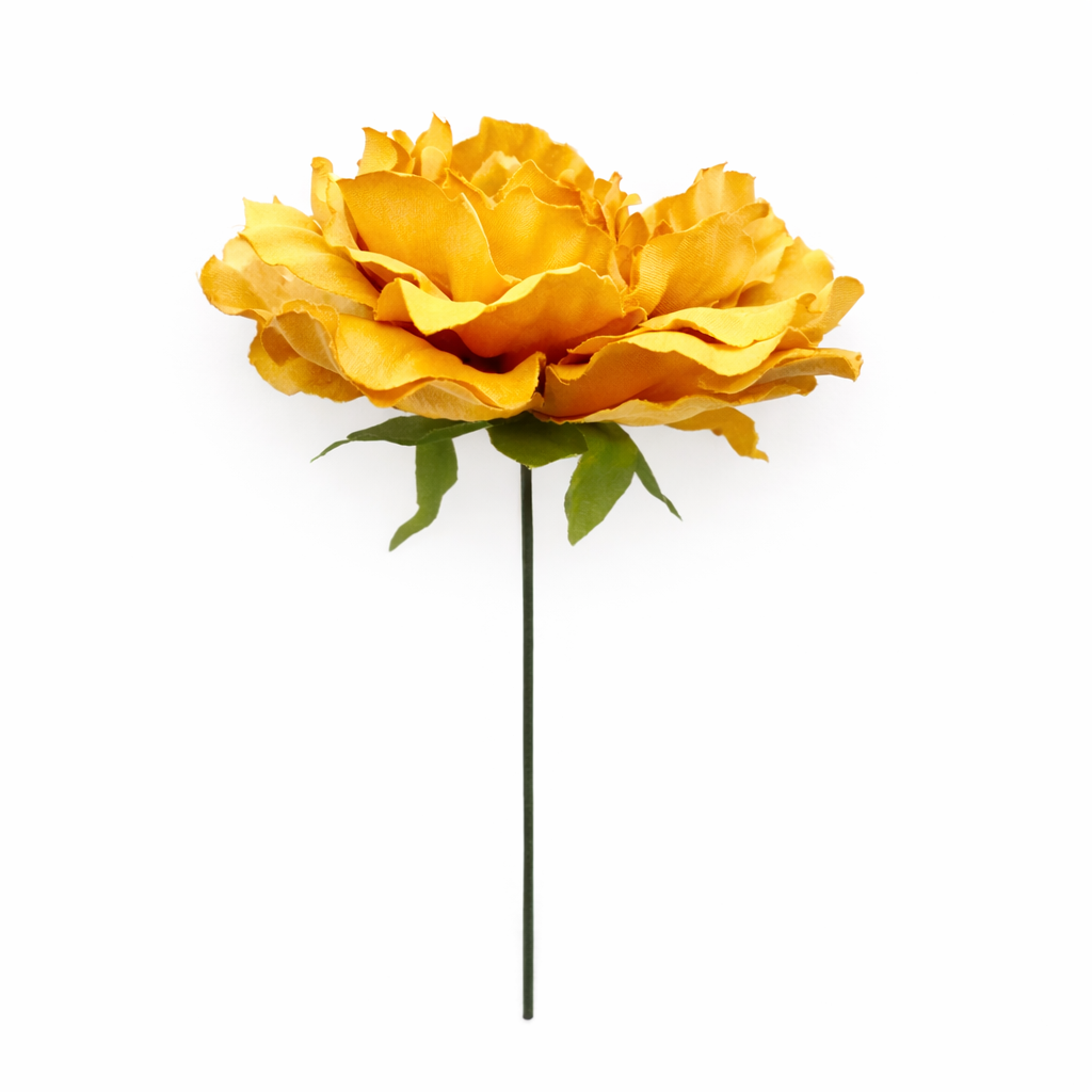 Flor Flamenca Peonía Grande para Pelo · Mostaza Ø17 cm