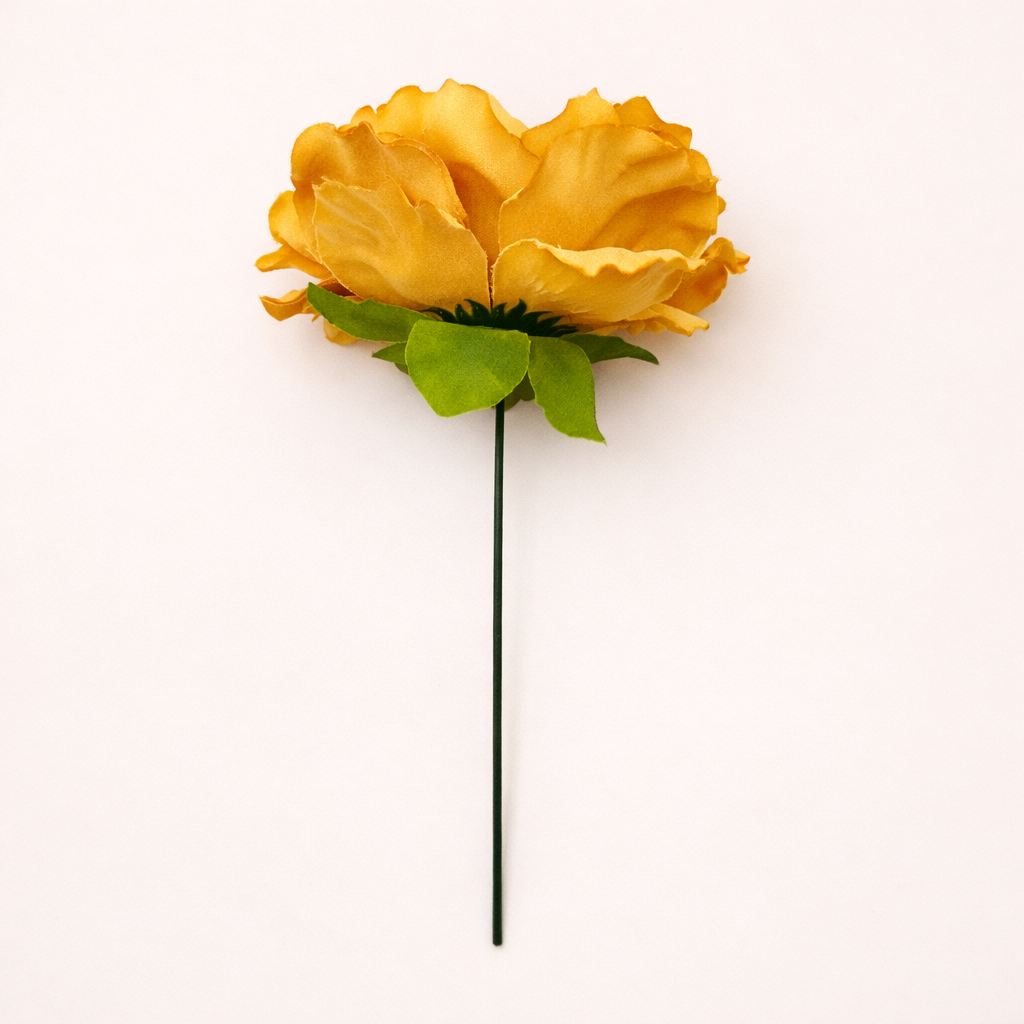 Flor Flamenca Peonía Grande para Pelo · Mostaza Ø17 cm