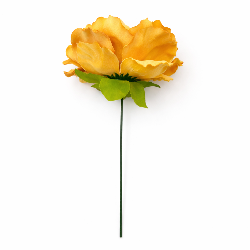 Flor Flamenca Peonía Grande para Pelo · Mostaza Ø17 cm