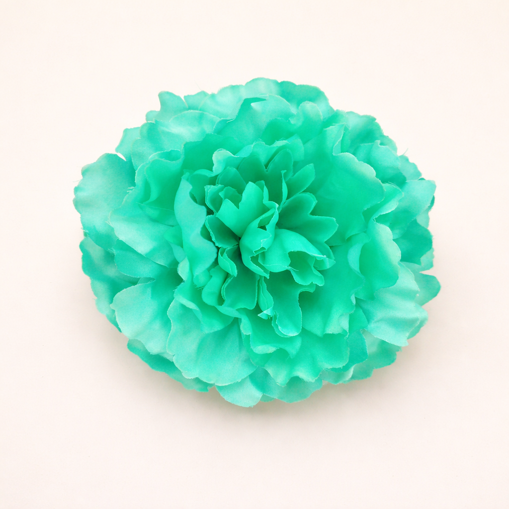 Flor Flamenca Peonía Grande para Pelo · Verde Agua Ø17 cm