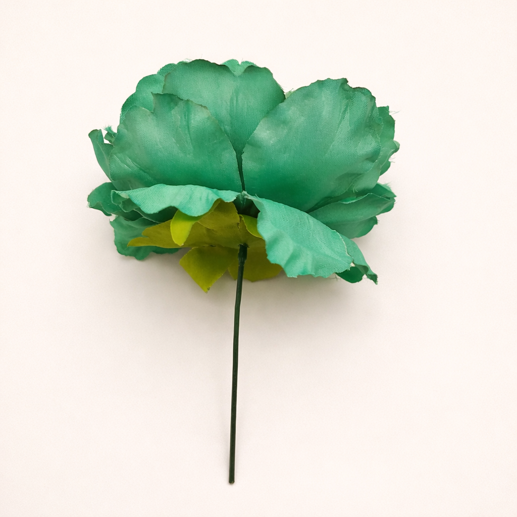 Flor Flamenca Peonía Grande para Pelo · Verde Esmeralda Ø17 cm