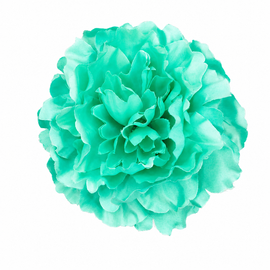 Flor Flamenca Peonía Grande para Pelo · Aguamarina Ø17 cm