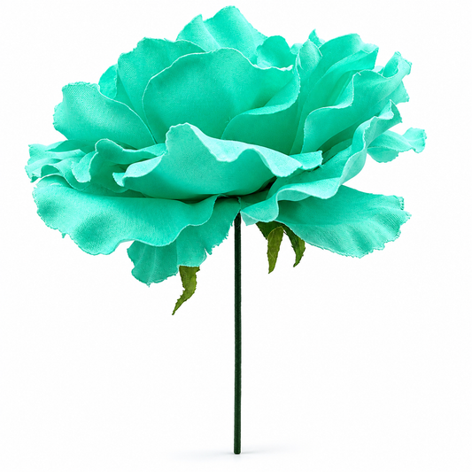 Flor Flamenca Peonía Grande para Pelo · Aguamarina Ø17 cm