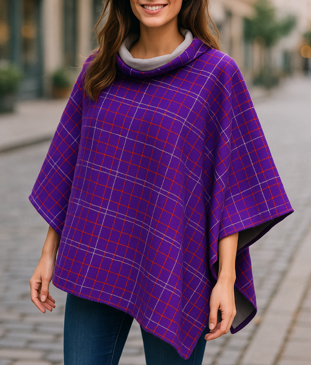 Poncho réversible · Violet/Beige (dernier exemplaire !)