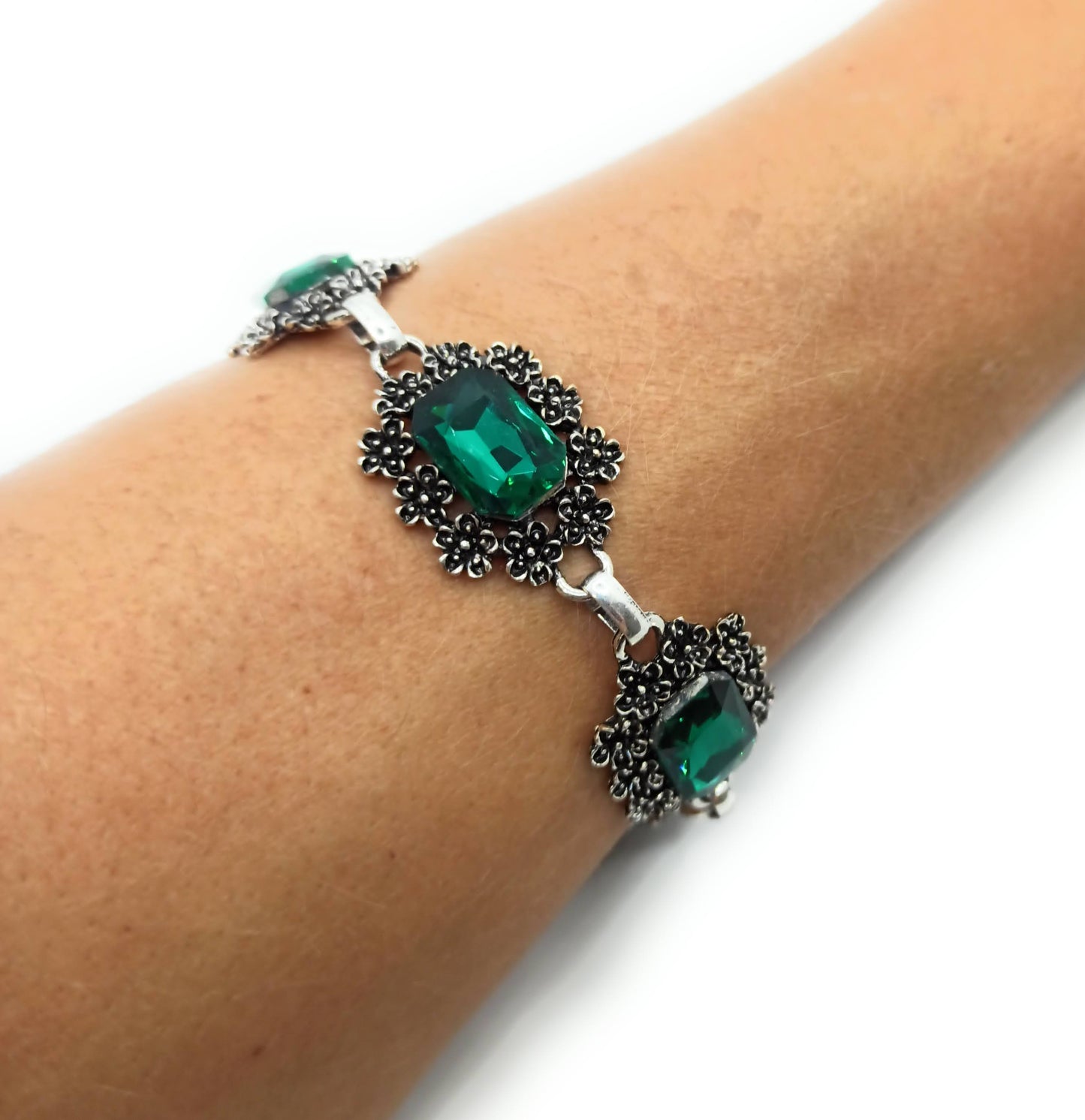 Pulsera Cristales · Verde Esmeralda