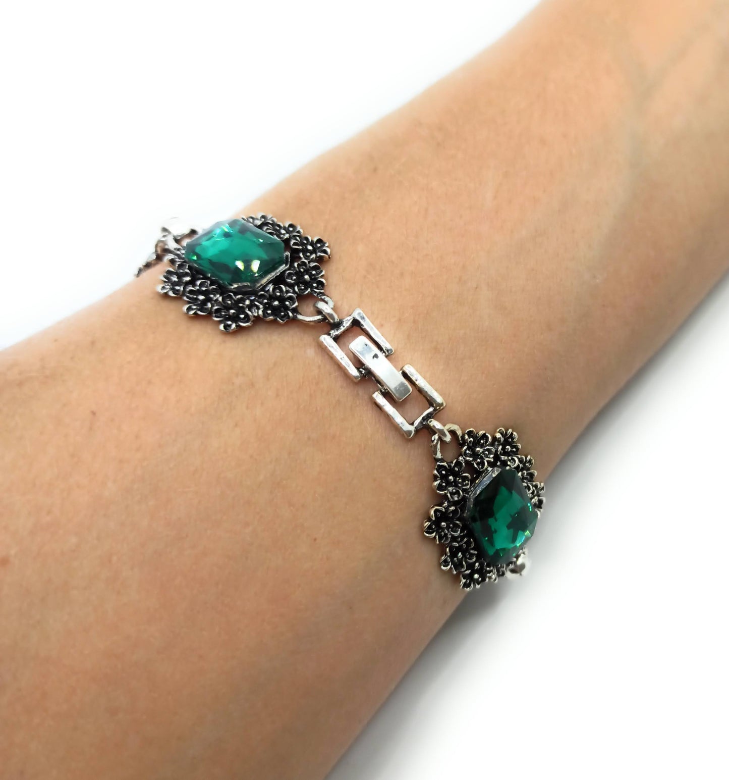 Pulsera Cristales · Verde Esmeralda