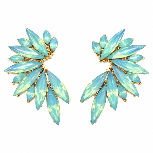 Boucles d'oreilles en cristal étincelant · Vert turquoise, Or