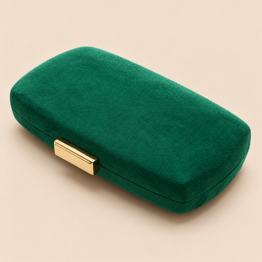 Handtasche, Abendtasche · Ovales Wildleder, Grasgrün