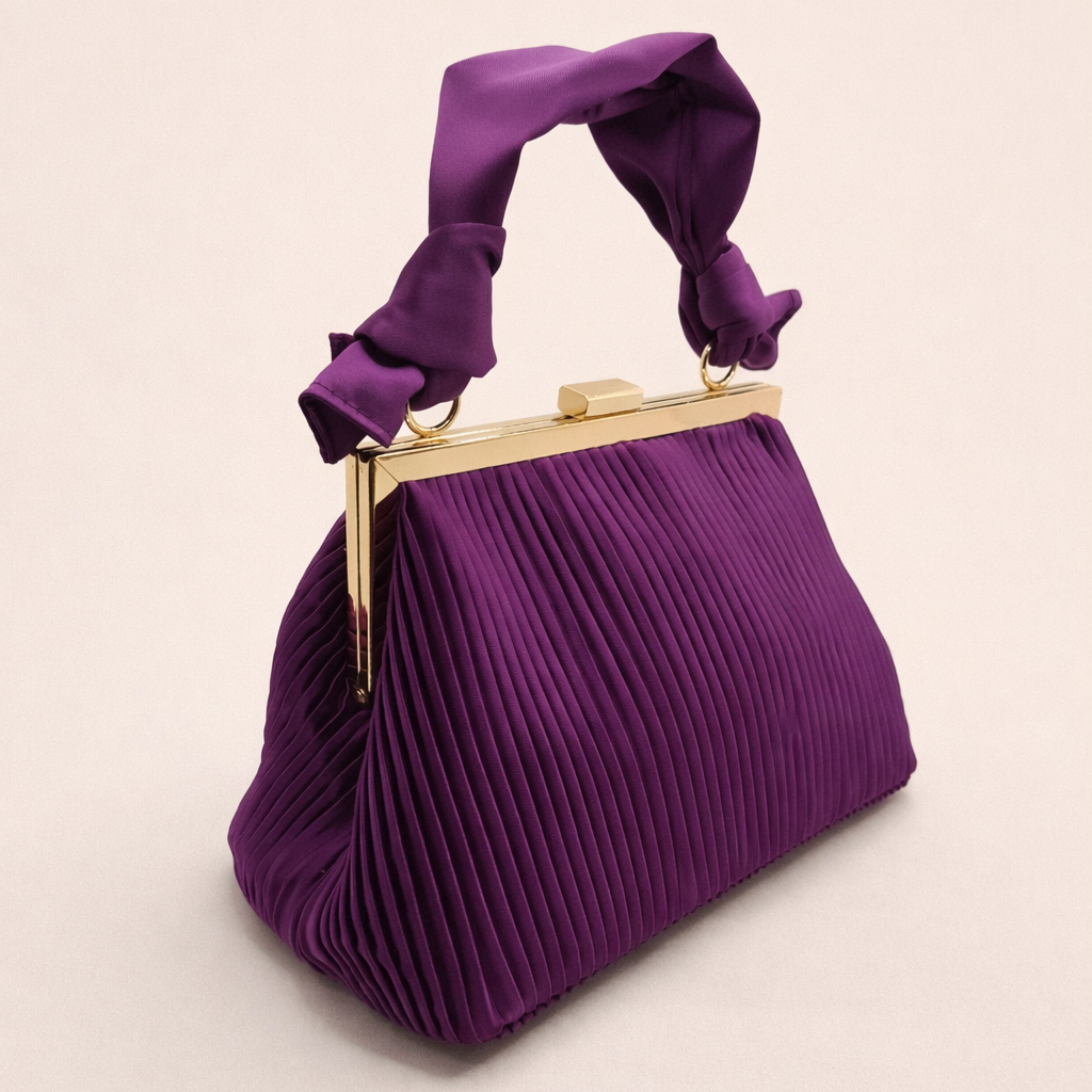 Bolso de fiesta color morado con asa textil de nudo (Edición Limitada)