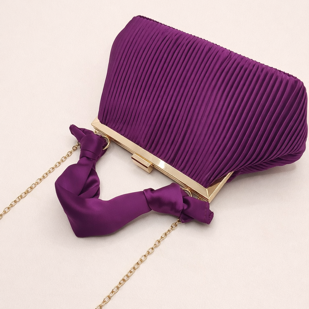 Bolso de fiesta color morado con asa textil de nudo (Edición Limitada)