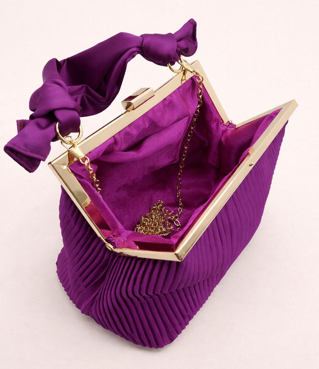 Bolso de fiesta color morado con asa textil de nudo (Edición Limitada)