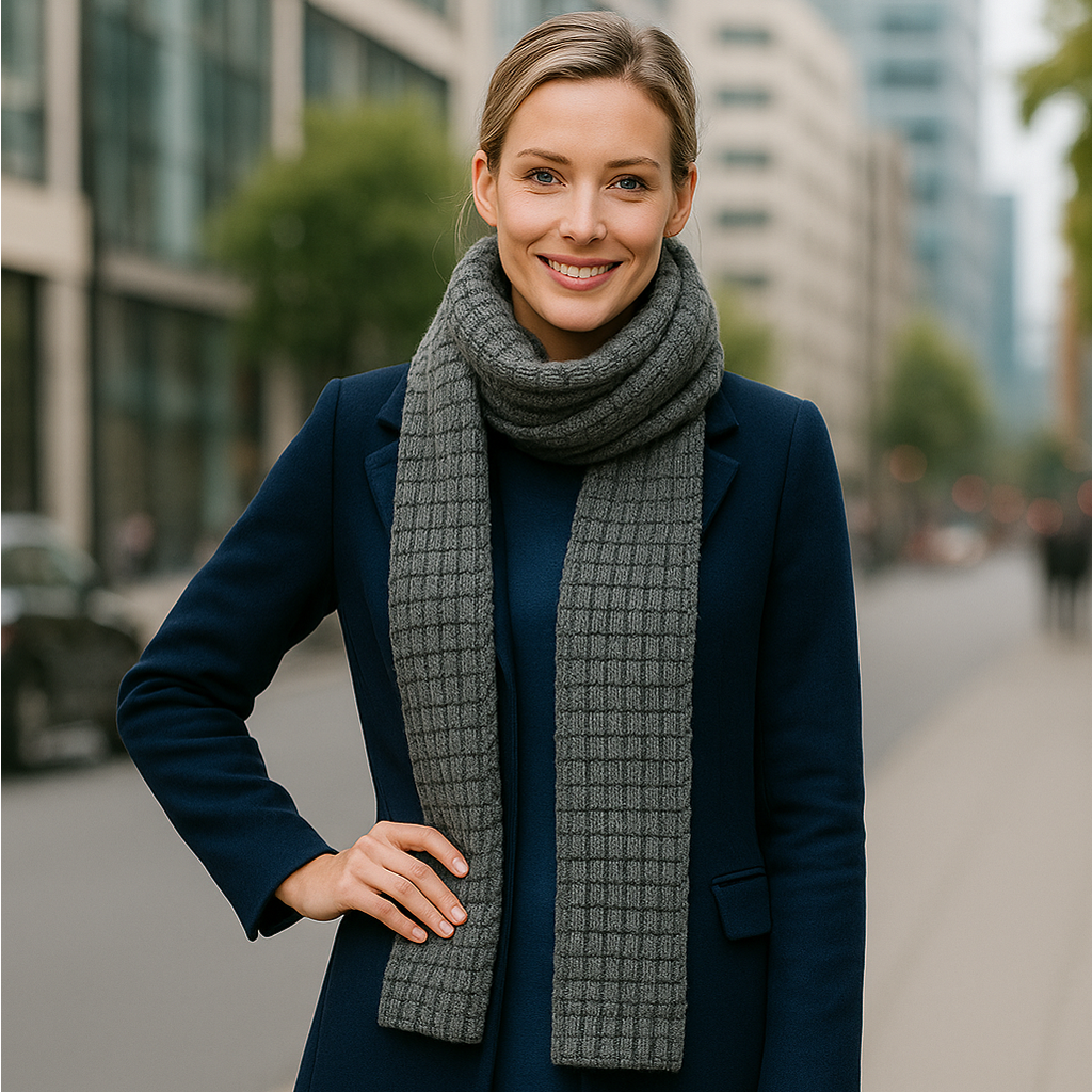 Bufanda Larga Tejida · Gris (última unidad!)
