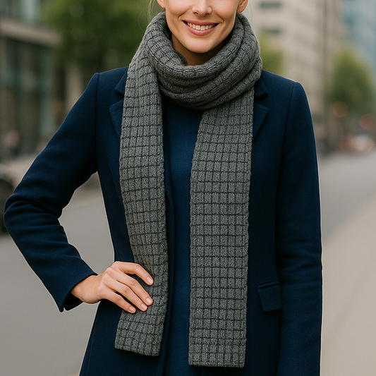 Bufanda Larga Tejida · Gris (última unidad!)