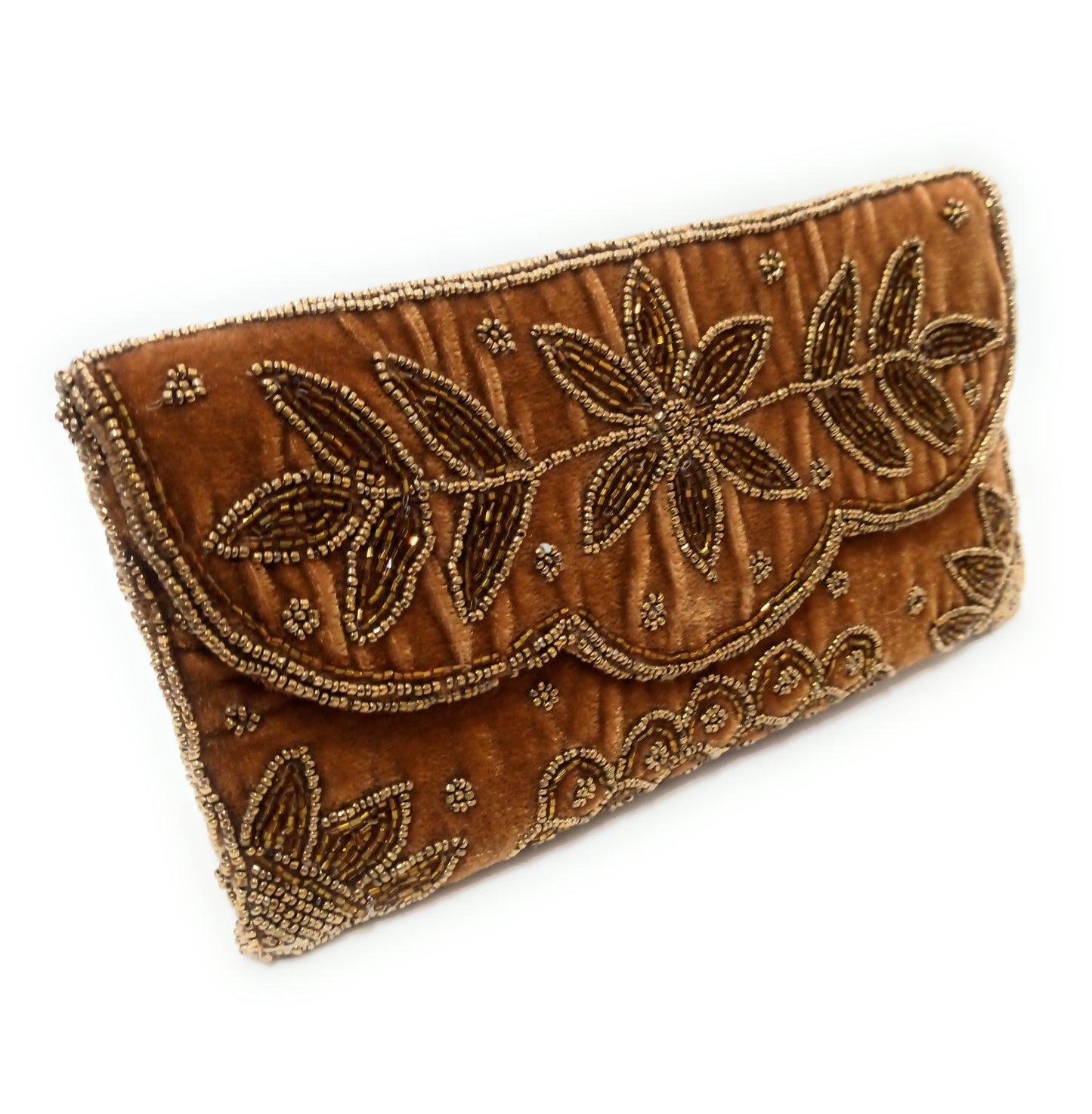 Cartera De Mano Bolso Terciopelo Bordado · Artesanía bordada, Mostaza (últimas unidades!)