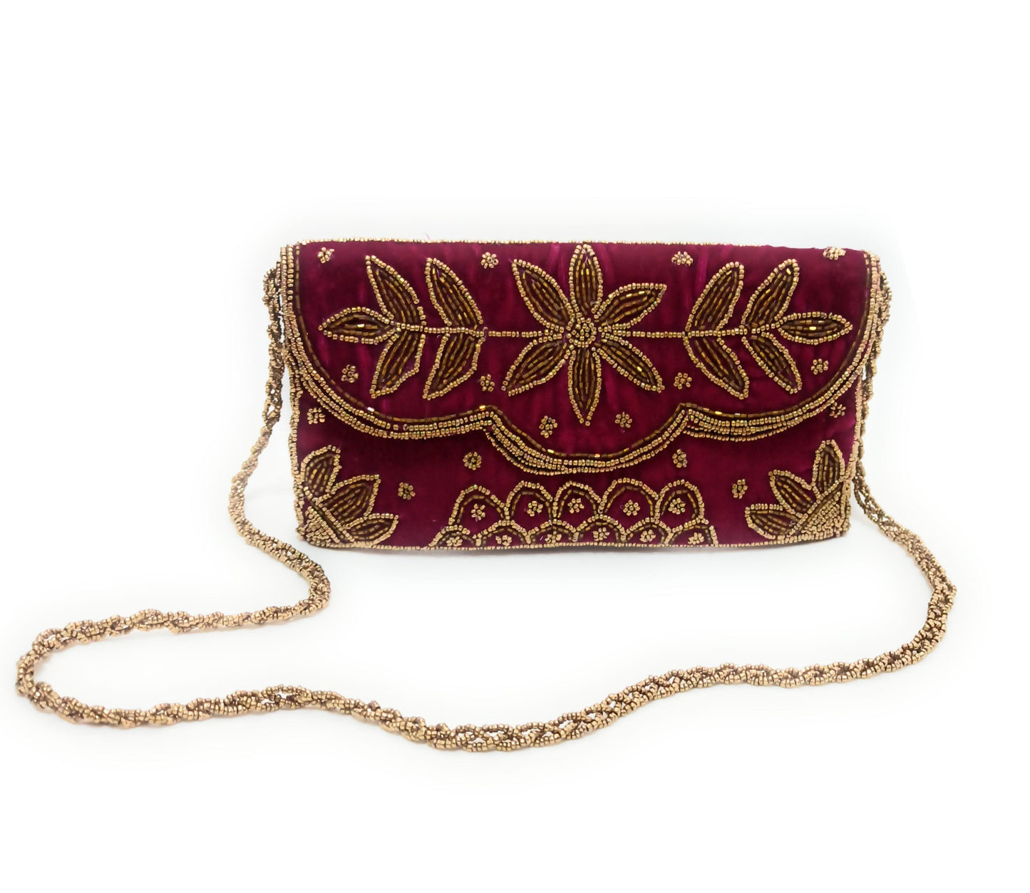 Cartera De Mano Bolso Terciopelo Bordado · Artesanía bordada, Frambuesa (últimas unidades!)