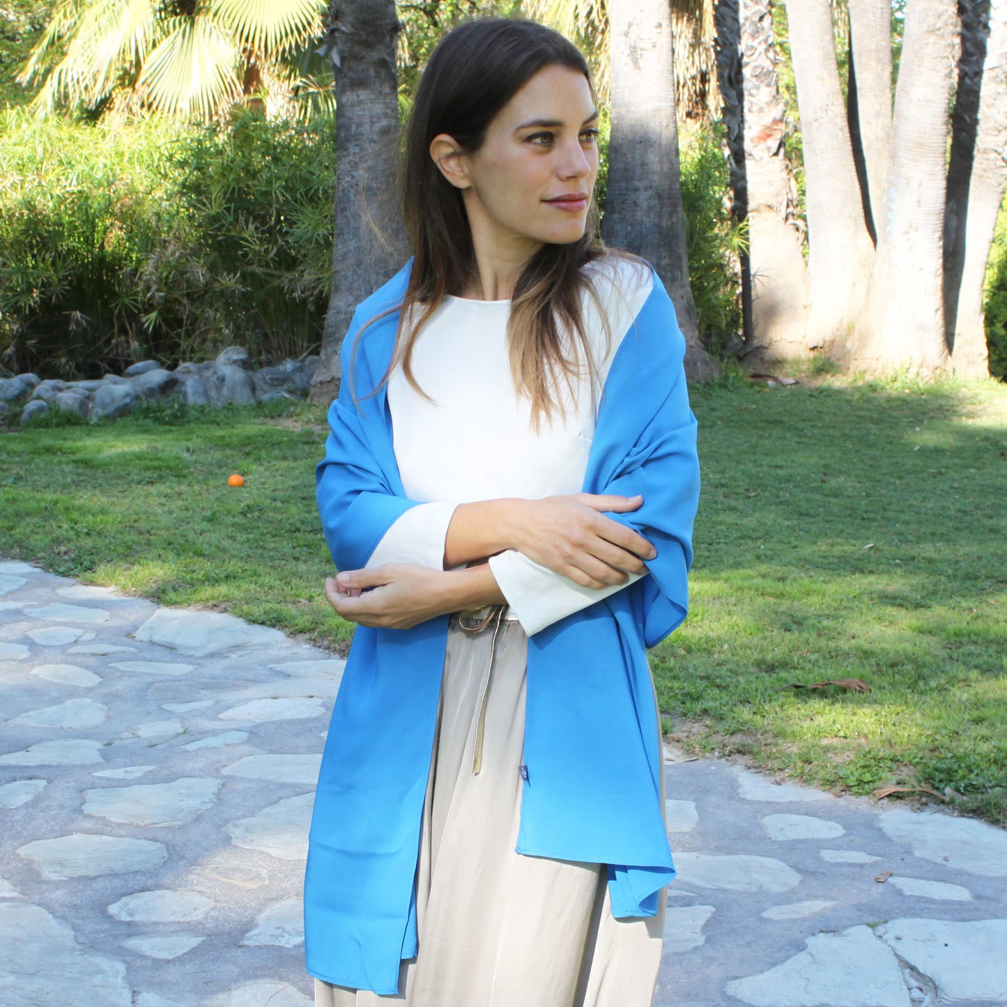 Chal Crepe de Seda · Azul Cielo Grande (50x200cm)