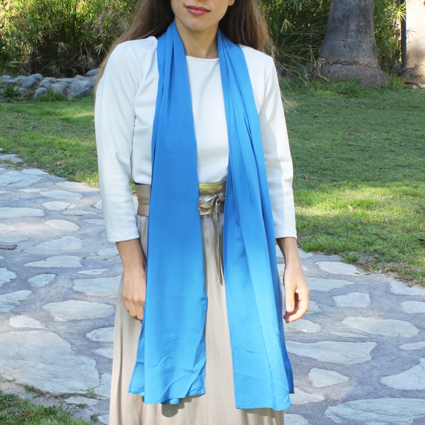 Chal Crepe de Seda · Azul Cielo Grande (50x200cm)