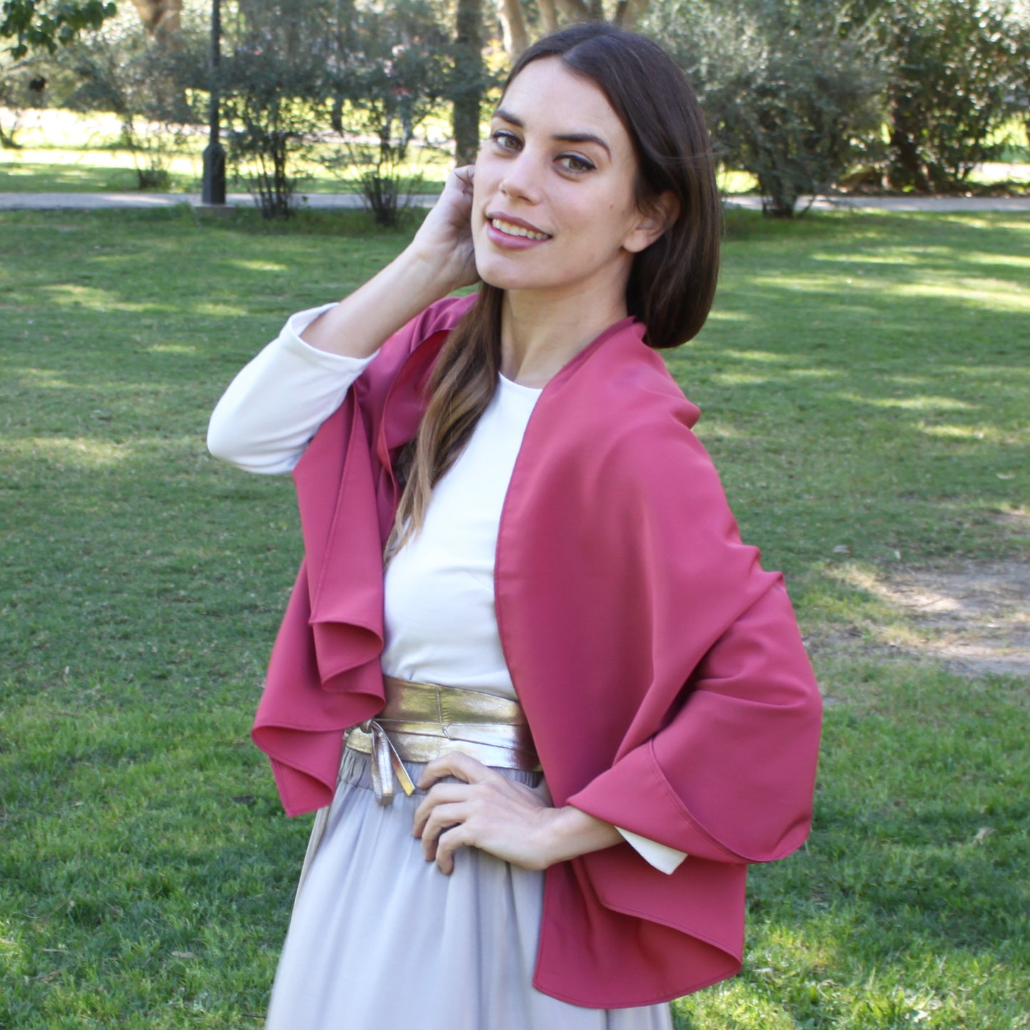 Chal de Fiesta Crepe de Seda – Elegancia Artesanal Hecha en Sevilla · Burdeos (50x150cm) última unidad!