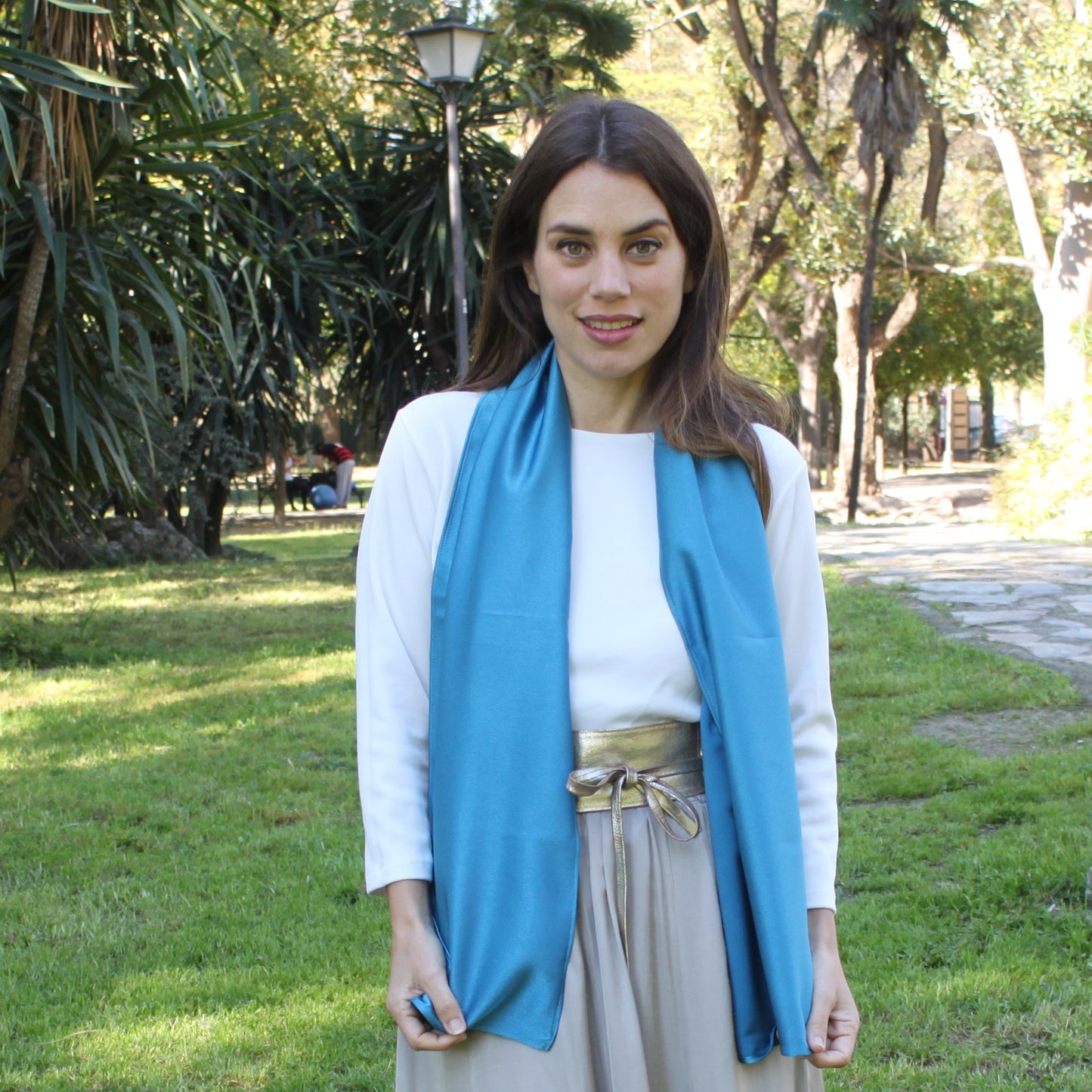 Chal Crepe de Seda · Azul Iñigo (50x150cm) últimas unidades!
