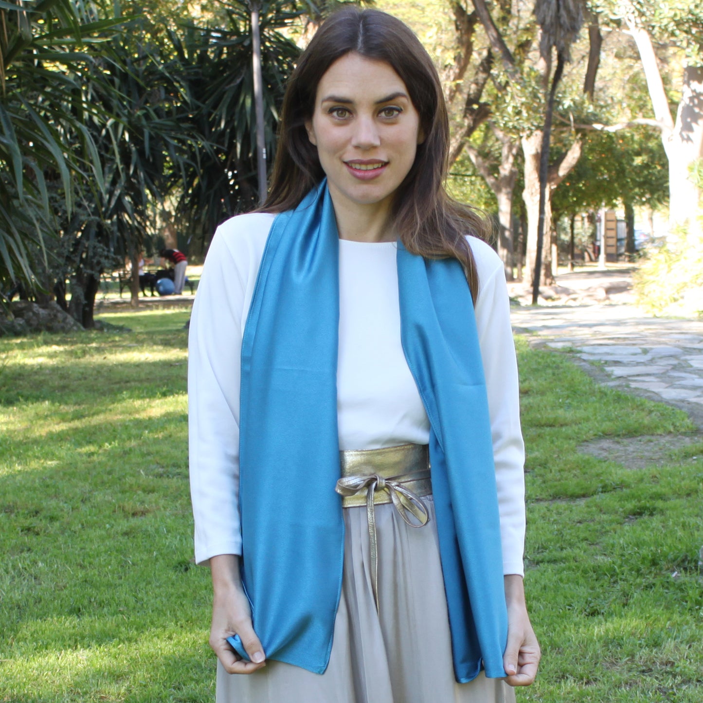 Chal Crepe de Seda · Azul Iñigo (50x150cm) últimas unidades!