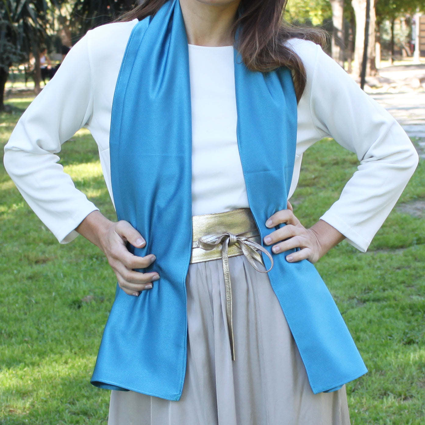 Chal Crepe de Seda · Azul Iñigo (50x150cm) últimas unidades!