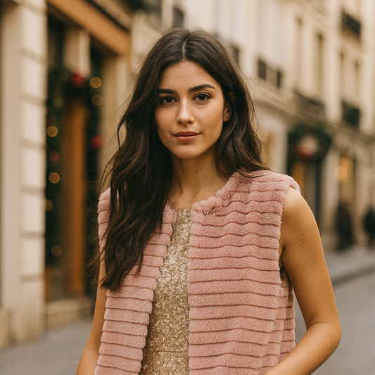 Chaleco de Pelo Sintético de Mujer – Elegante, Suave y de Tendencia · Pelo Sintético Rosa (talla única)