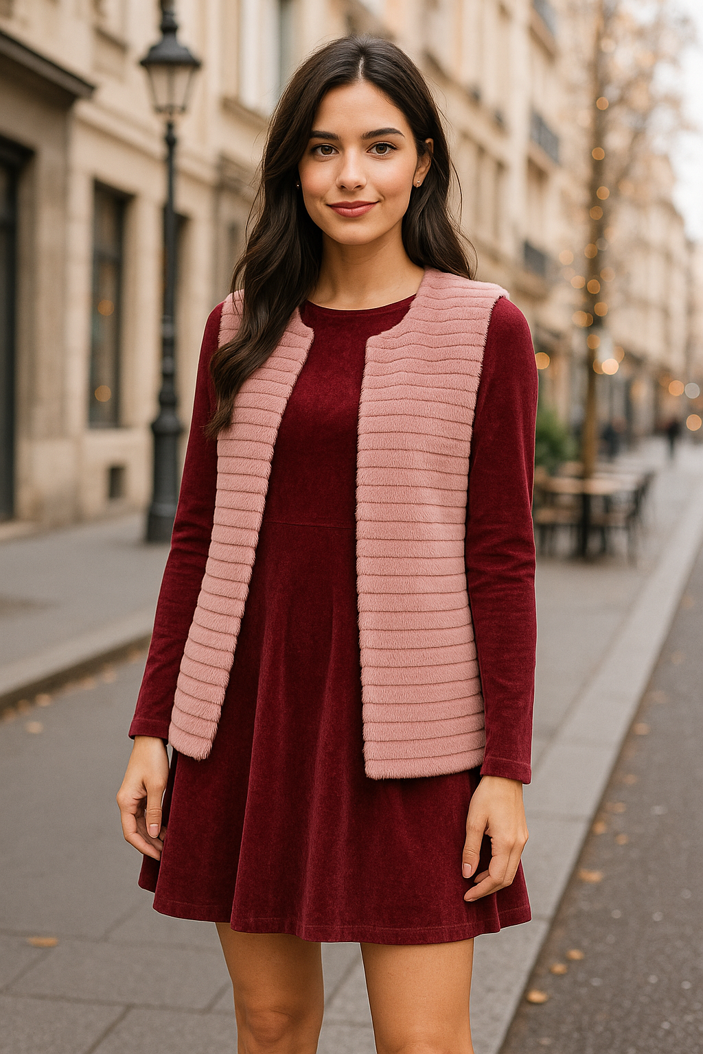 Chaleco de Pelo Sintético de Mujer – Elegante, Suave y de Tendencia · Pelo Sintético Rosa (talla única)