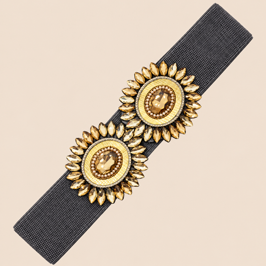 Ceinture élastique · Cristaux dorés