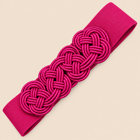 Elastischer Gürtel mit Knoten · Fuchsien-Bougainvillea