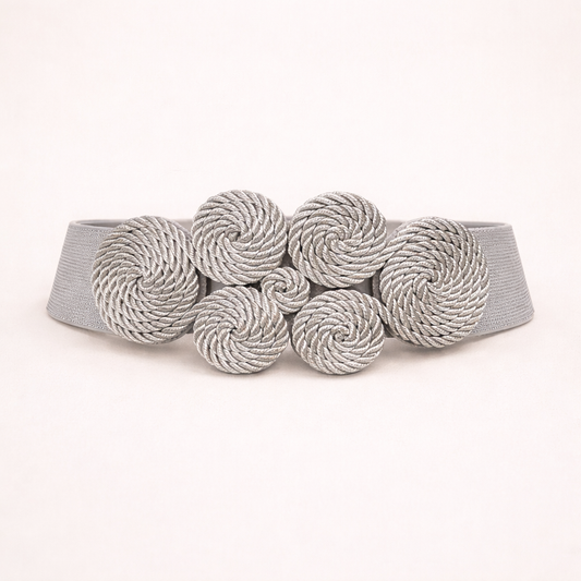 Cinturón Elástico Plateado Mujer para Vestidos y Eventos