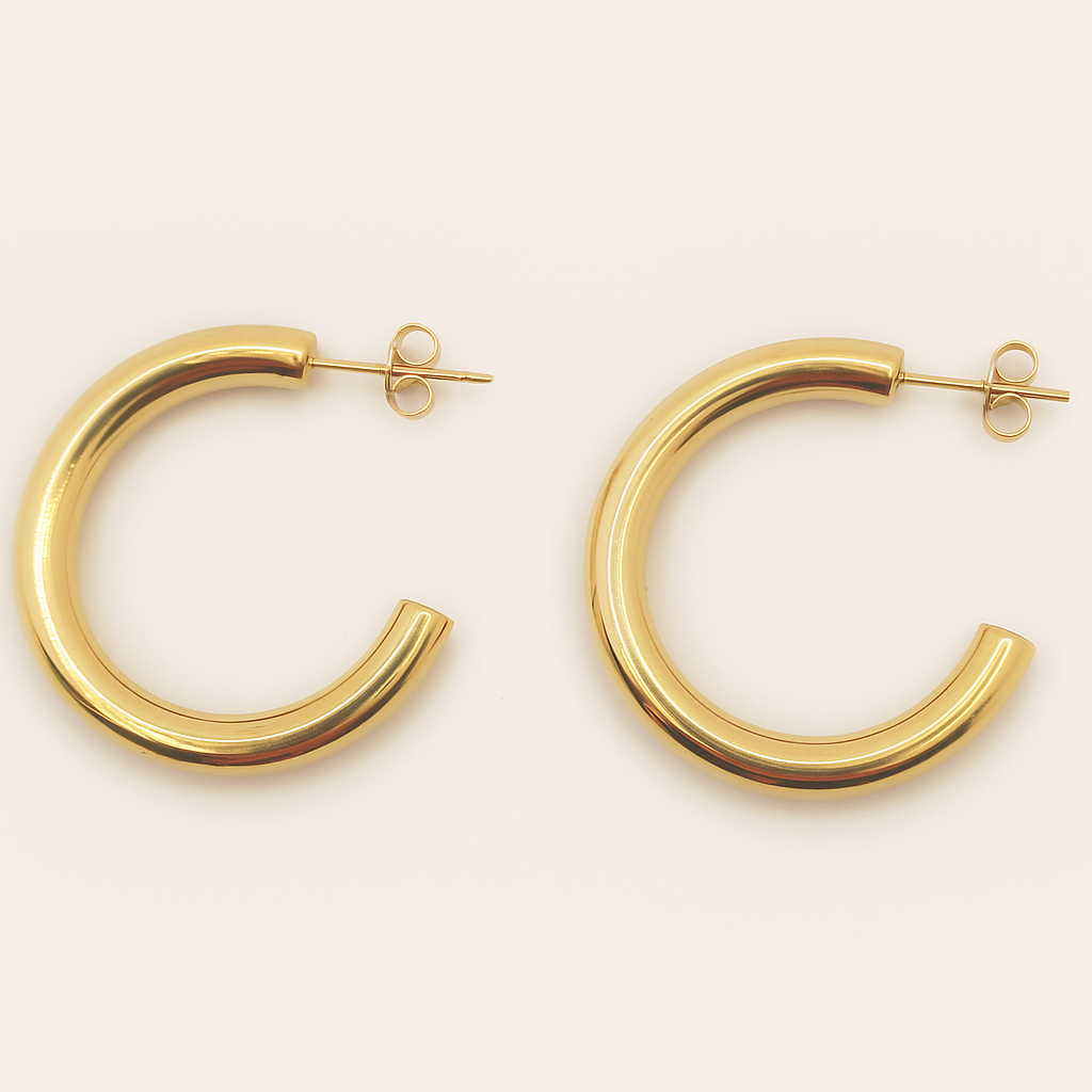 Pendientes Aro Dorados Medianos Acabado en Oro · Talla M (Ø 2 cm)