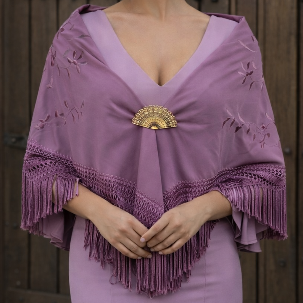 Broche Dorado Grande · Abanico Oro Brillo (Talla L)