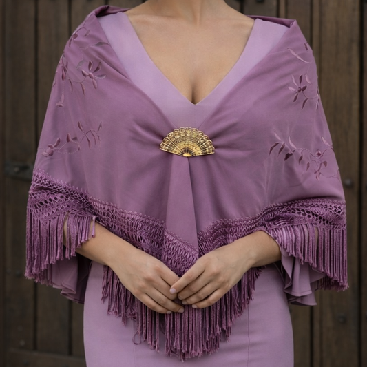 Broche Dorado Grande · Abanico Oro Brillo (Talla L)