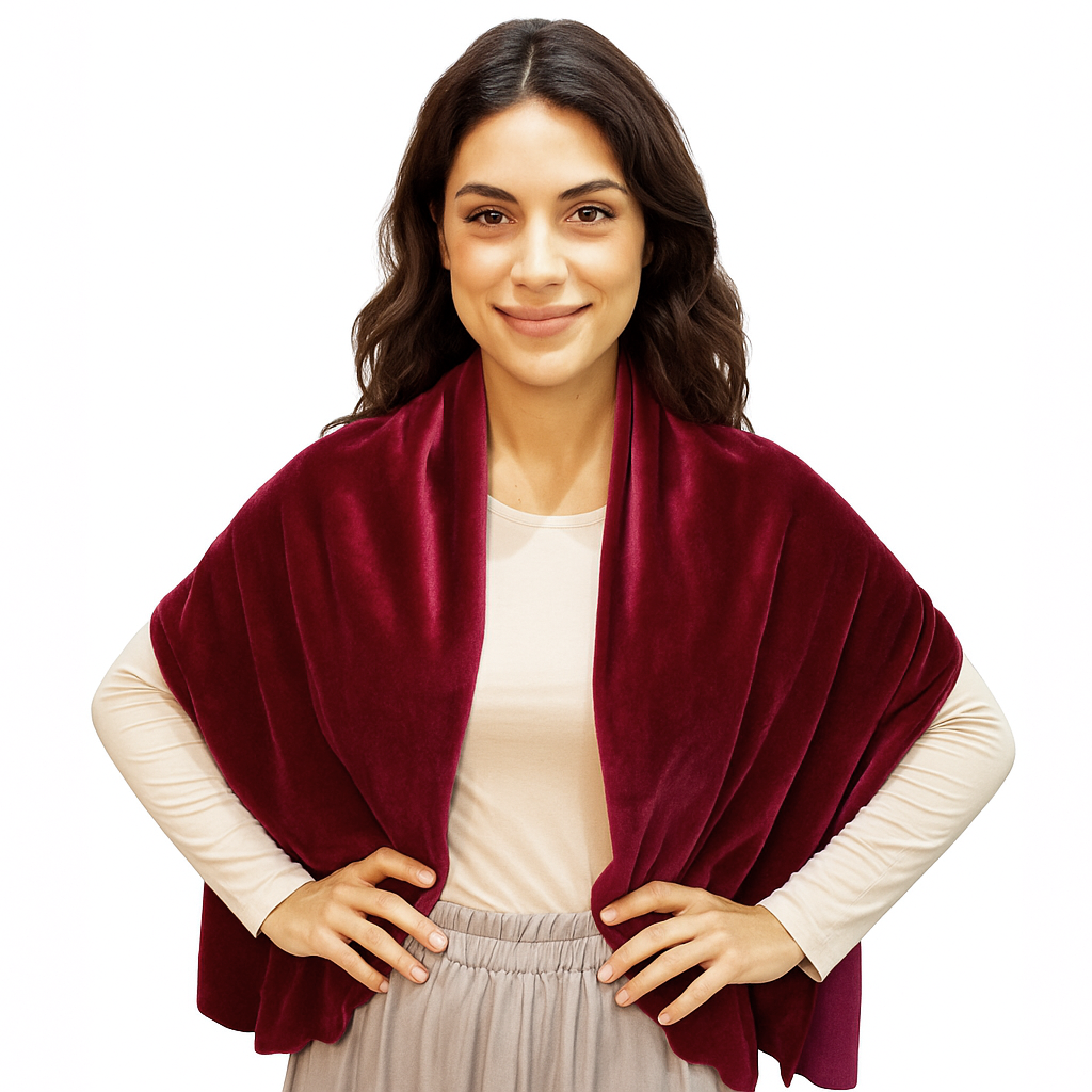 Estola de Terciopelo Mujer – Elegante y Hecha a Mano en Sevilla · Borgoña (50x150cm)
