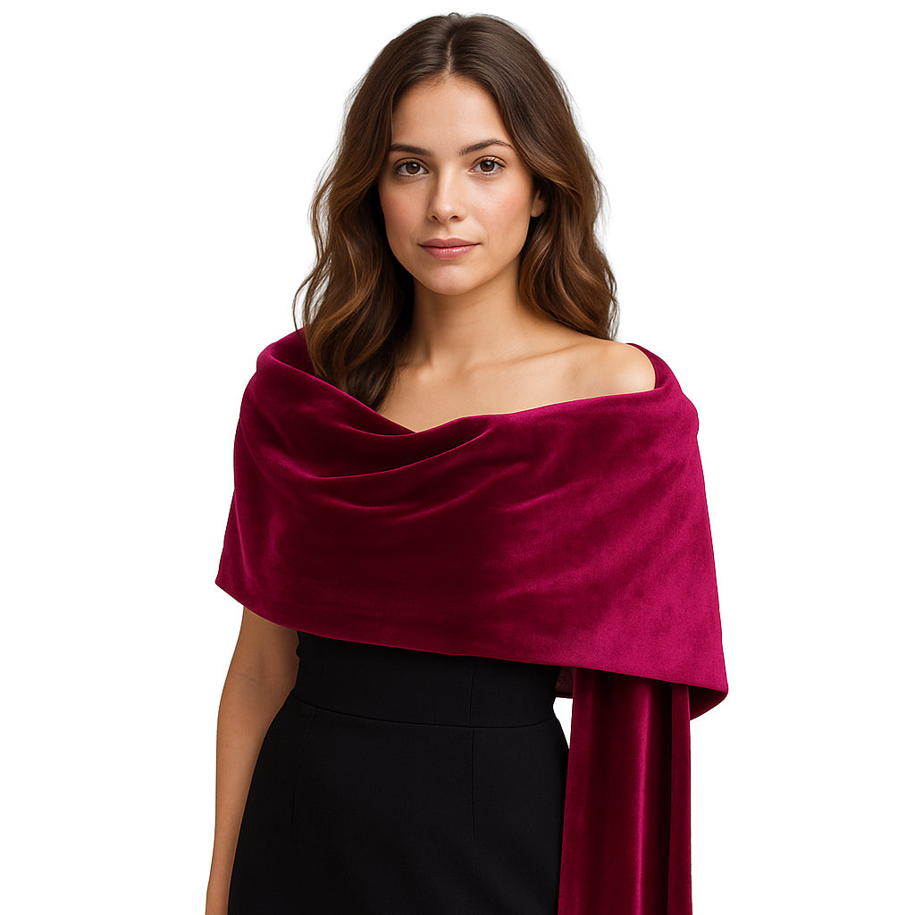 Estola de Terciopelo Mujer – Elegante y Hecha a Mano en Sevilla · Borgoña (50x150cm)