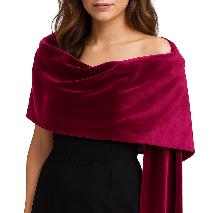 Estola de Terciopelo Mujer – Elegante y Hecha a Mano en Sevilla · Borgoña (50x150cm)