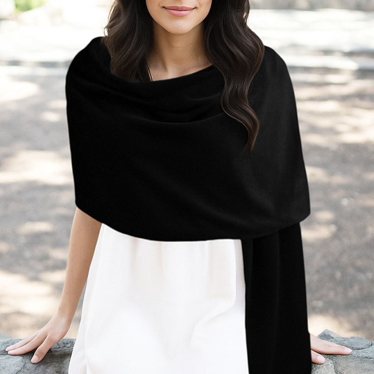 Estola de Terciopelo para Mujer – Elegancia Artesanal Hecha en Sevilla · Estola Grande Negro(50x170cm)