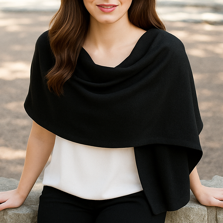 Estola de Terciopelo para Mujer – Elegancia Artesanal Hecha en Sevilla · Estola Grande Negro(50x170cm)