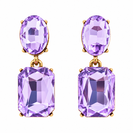 Pendientes Cristales Facetados Brillantes · Lavanda