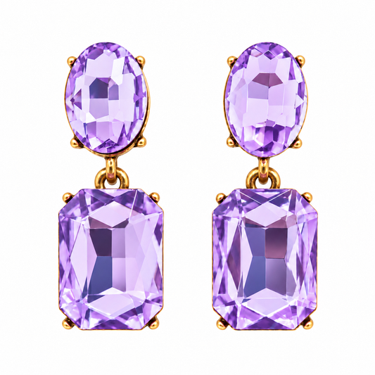 Pendientes Cristales Facetados Brillantes · Lavanda