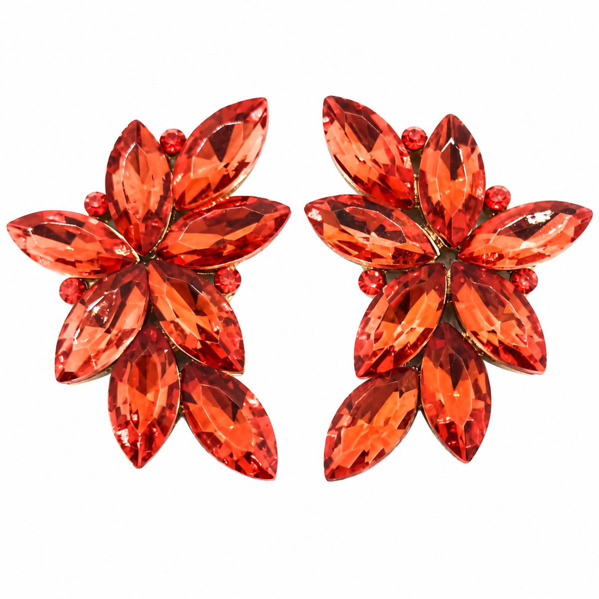 Boucles d'oreilles florales spectaculaires · Cristaux orange, or