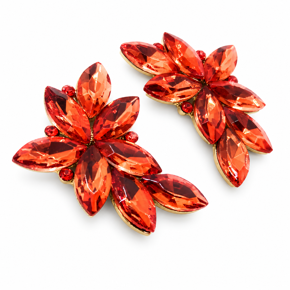 Boucles d'oreilles florales spectaculaires · Cristaux orange, or