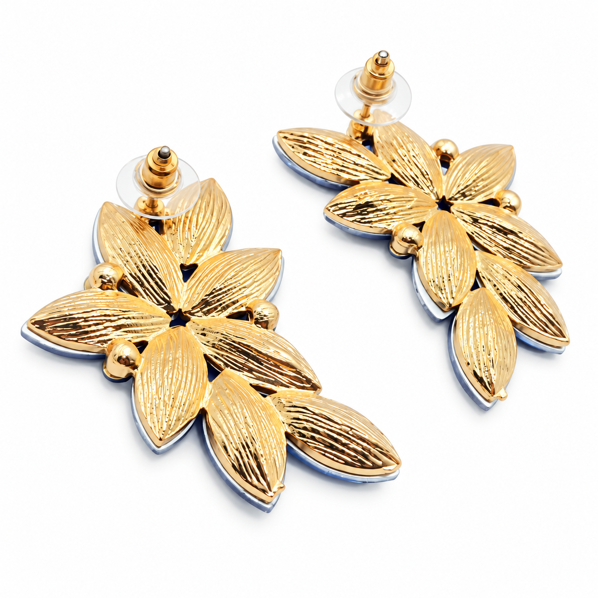 Boucles d'oreilles florales spectaculaires · Cristaux orange, or
