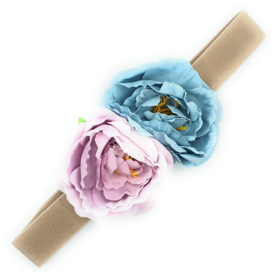 Cinturón Maxi Flores Ø10cm · Malva Celeste
