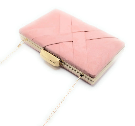 Sac à main, sac de soirée, sac bandoulière, daim rose poudré (Derniers exemplaires !)