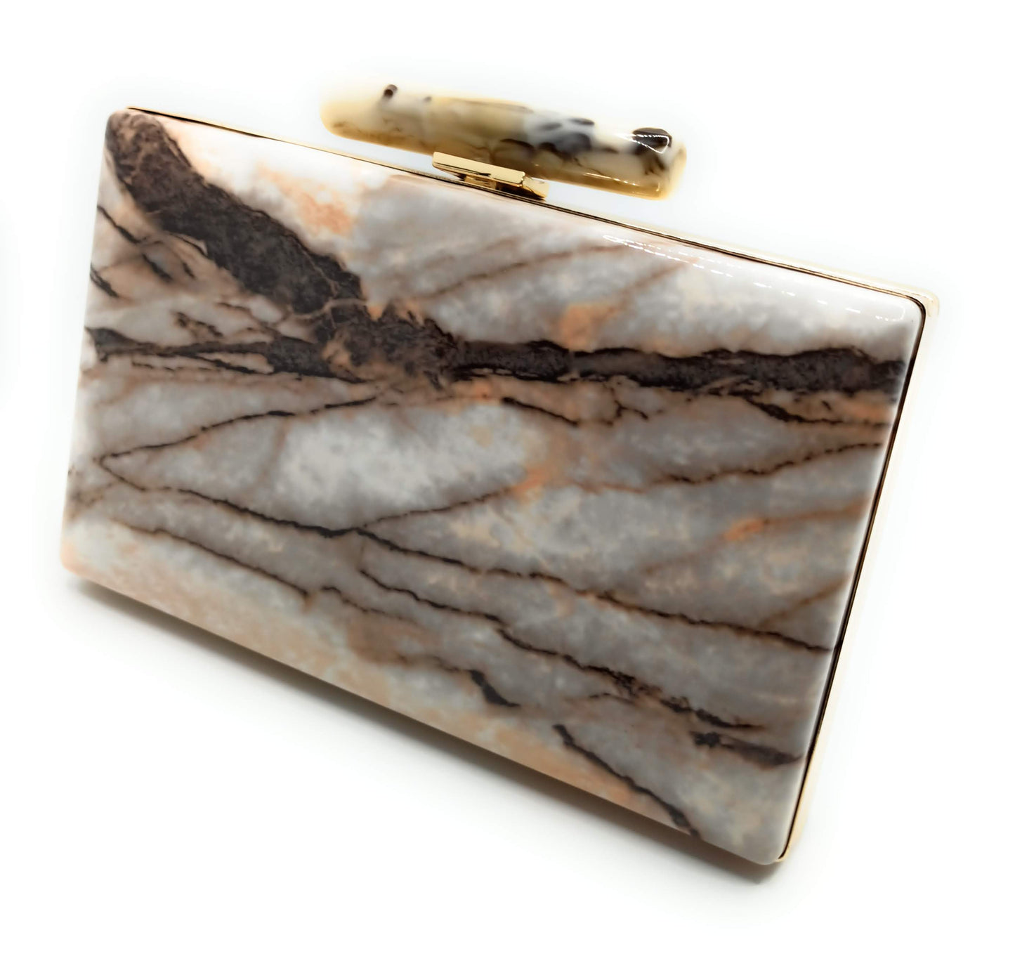 Cartera De Mano Bolso Fiesta · Mármol Rosado