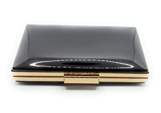 Cartera De Mano Bolso Fiesta Rectangular · Liso Negro Oro